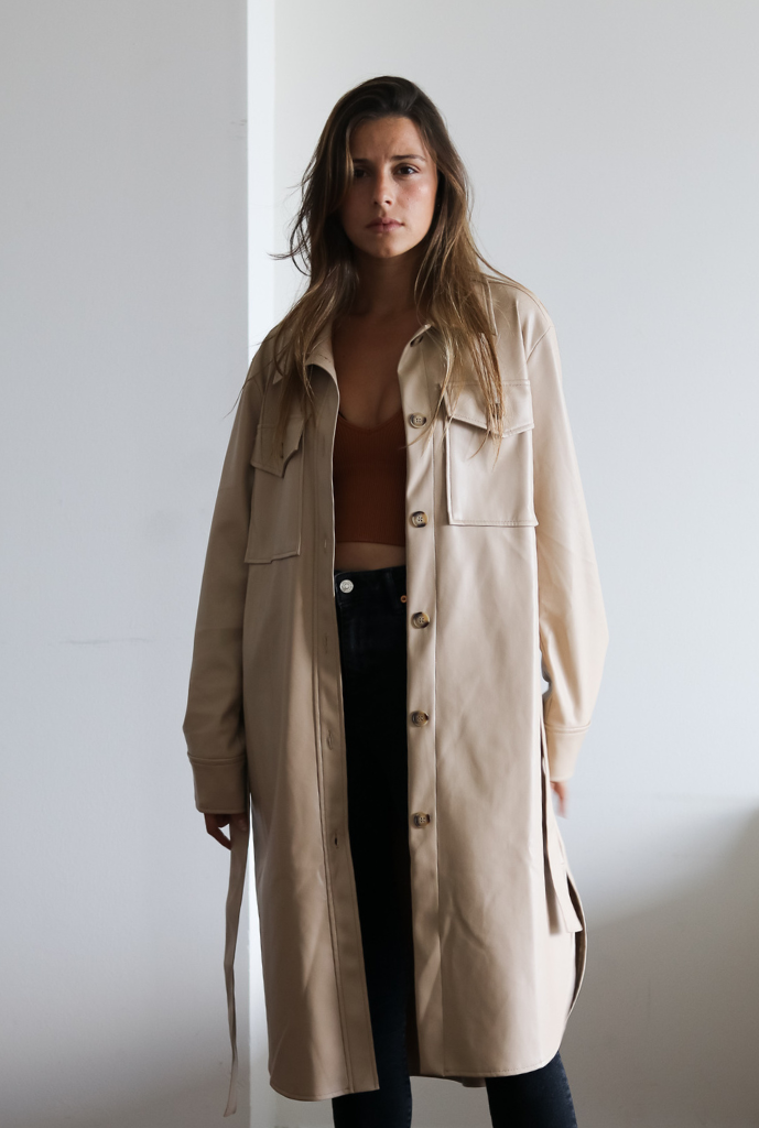 Jade Mid-Long Leather Jacket